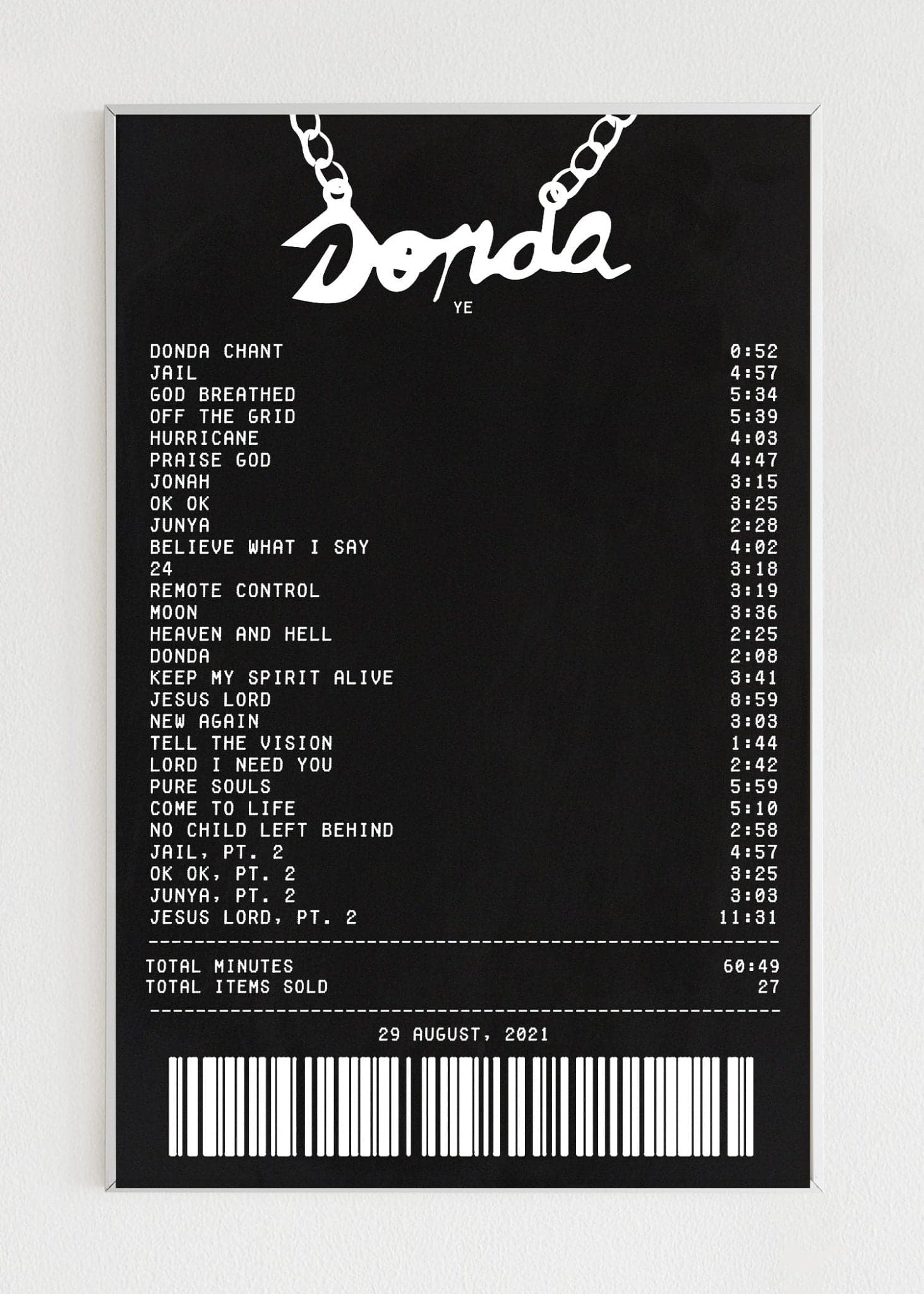 Donda Receipt Poster