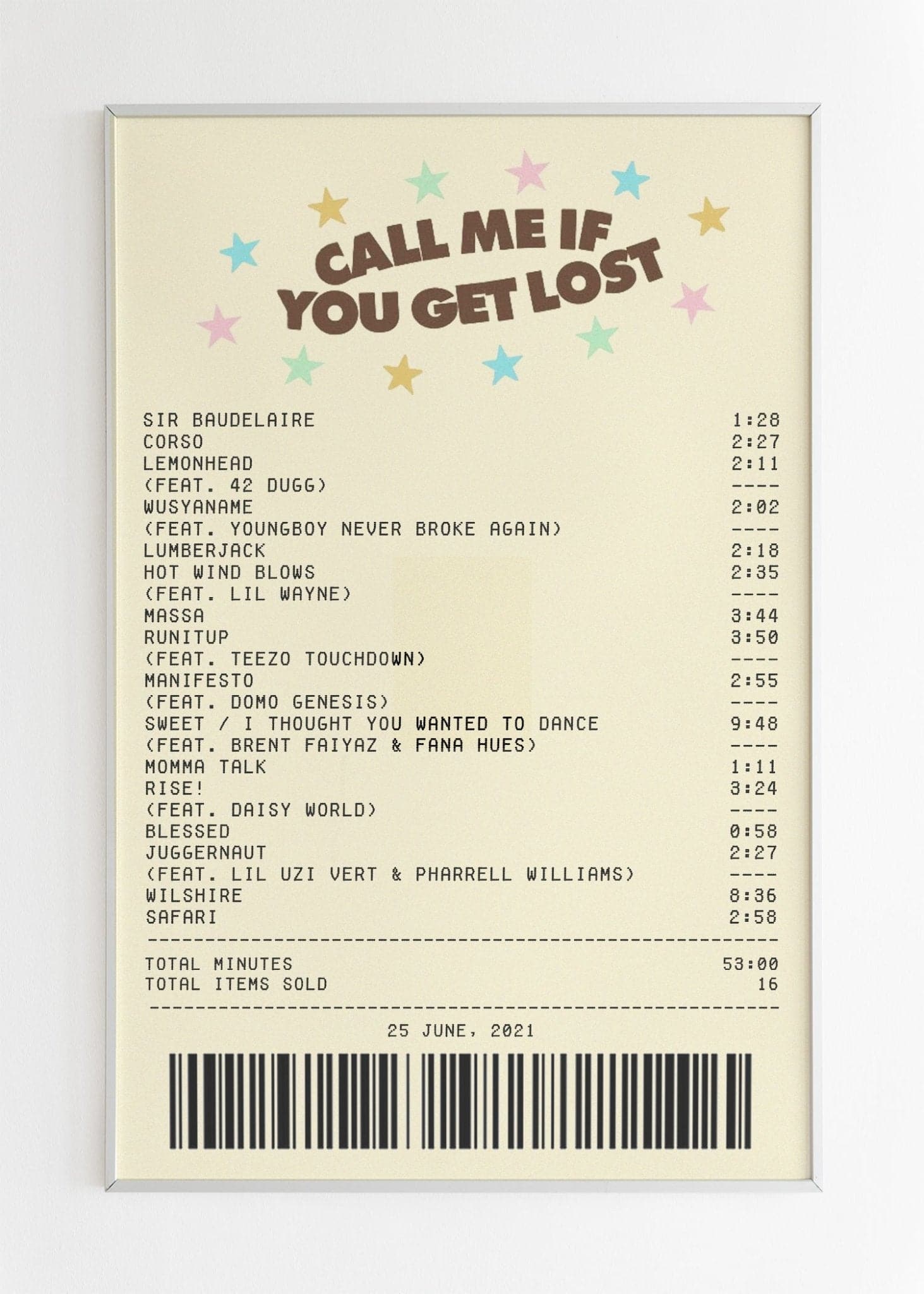 Call Me If You Get Lost Receipt Poster.