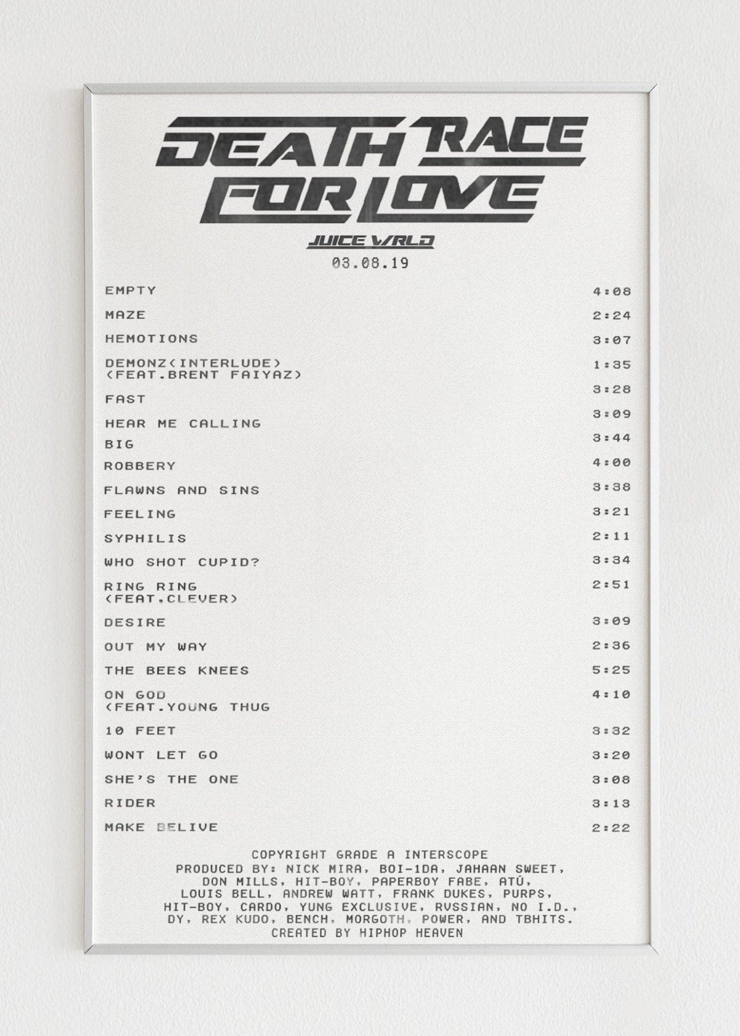 Death Race For Love Receipt Poster